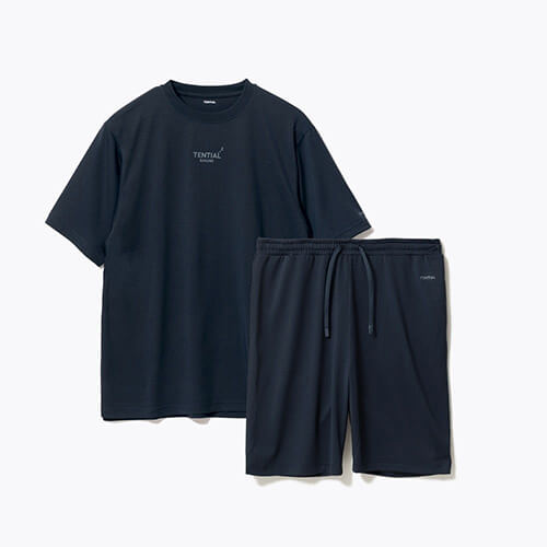 ＜TENTIAL＞BAKUNE Dry Men's 上下セット（半袖Tシャツ・ショートパンツ）　ネイビー　Mサイズ
